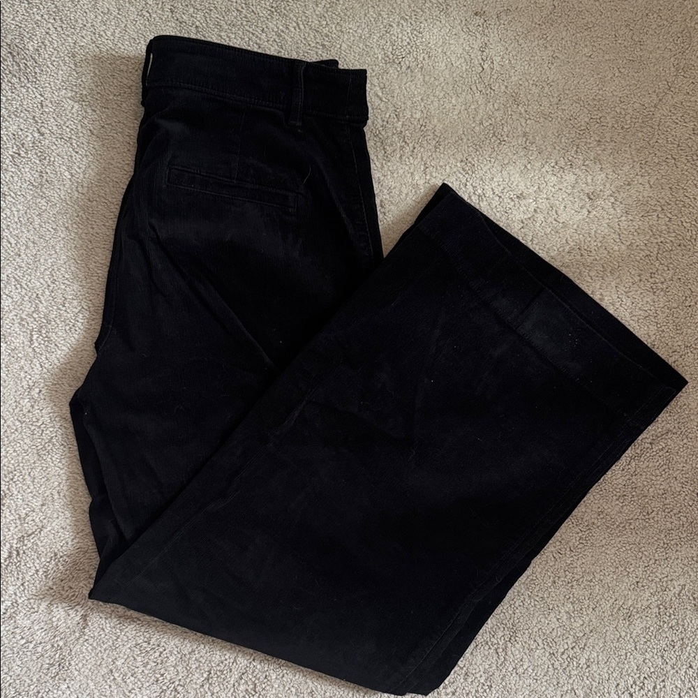 LOFT Black Corduroy Wide Leg Pants